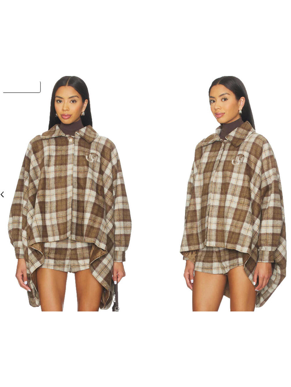 Understated Leather Plaid Western Cape in Cream & Brown M/L NWOT $195